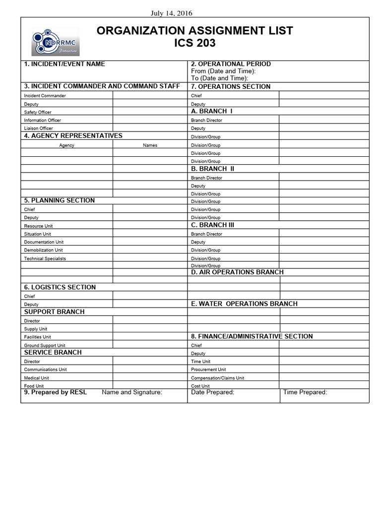 ICS Form 203 Template | PDF | Incident Command System | Business