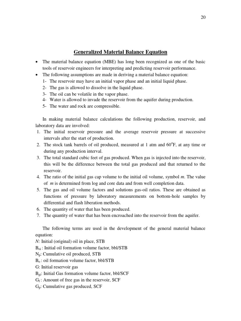Generalized Material Balance Equation | PDF | Petroleum Reservoir ...