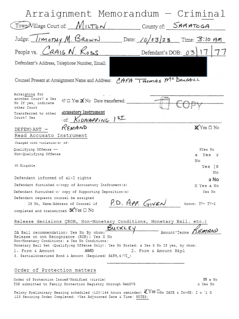 Craig Ross Complaint PDF Bail Public Law