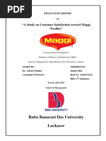 A Study On Customer Satisfaction Toward Maggi Noodles