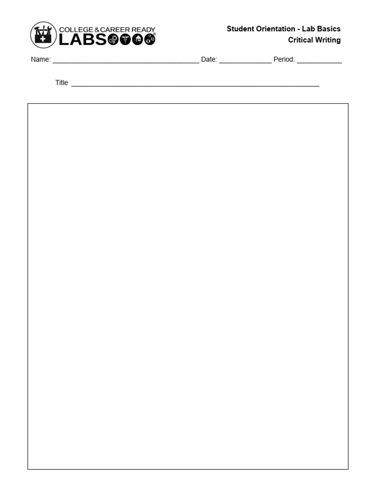 Student Orientation Lab Basics Critical Writing PDF