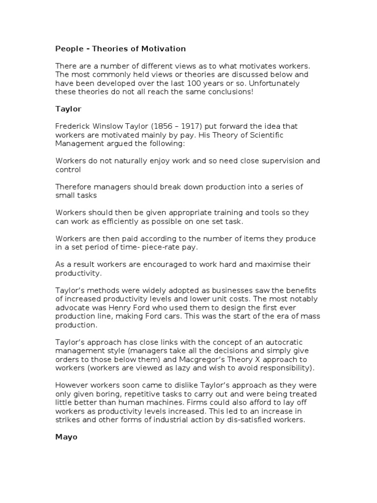 Motivational Theories Pdf Motivation Motivational