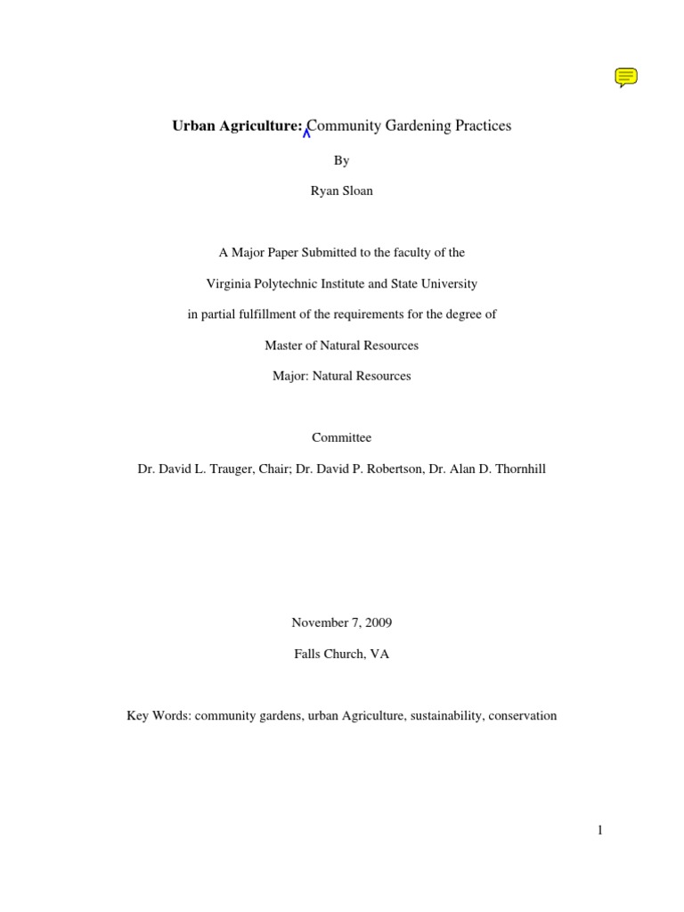 Urban Agriculture: Theory and Practice of Community Gardening | PDF ...