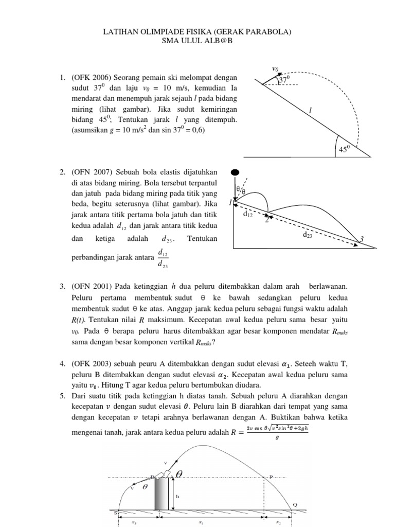 Latihan Olimpiade Fisika Gerak Parabola Dianto Einstein