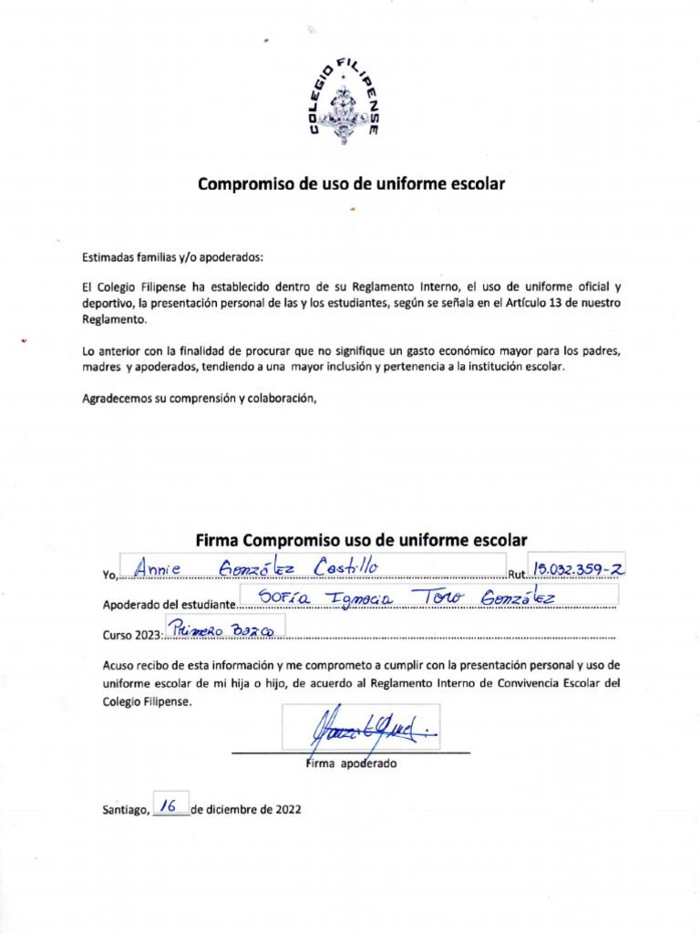 Compromiso Uso de Uniforme | PDF