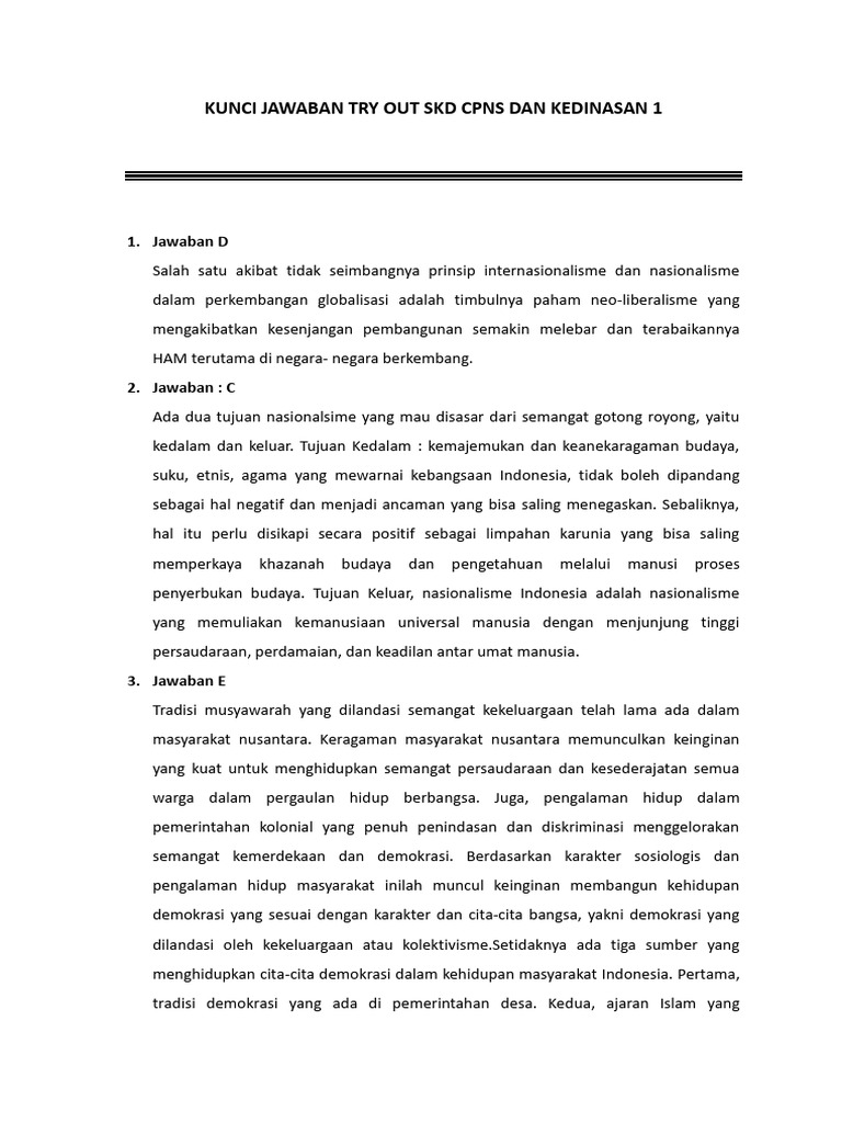 Kunci jawaban try out skd cpns dan kedinasan 1 pdf