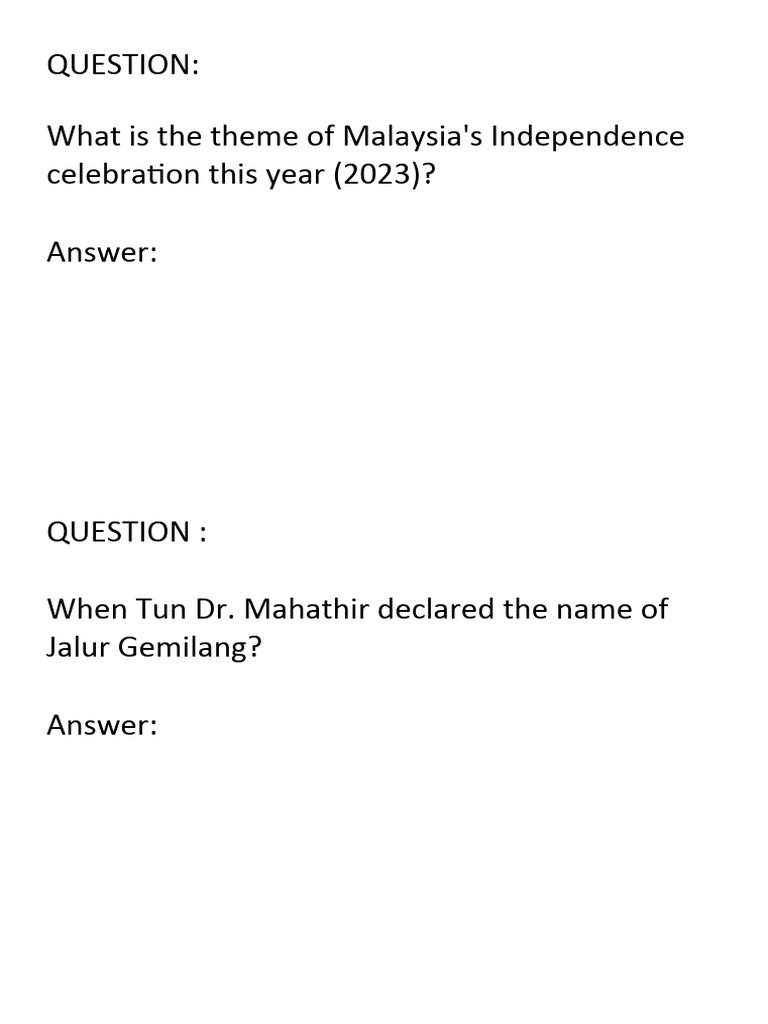 Question Pdf Malaysia Southeast Asia