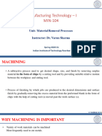 Manufacturing Technology I - Material Removal Process 2