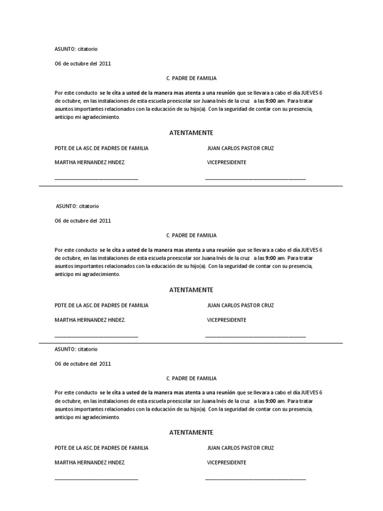 CITATORIOS PREESCOLAR