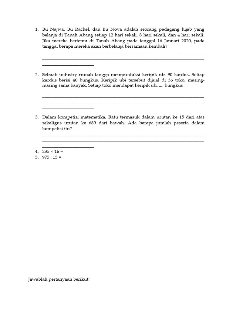 Latihan Soal Club Math Dan Ipa | PDF