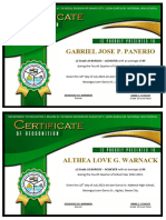 Certificate For Achievers 4th Quarter