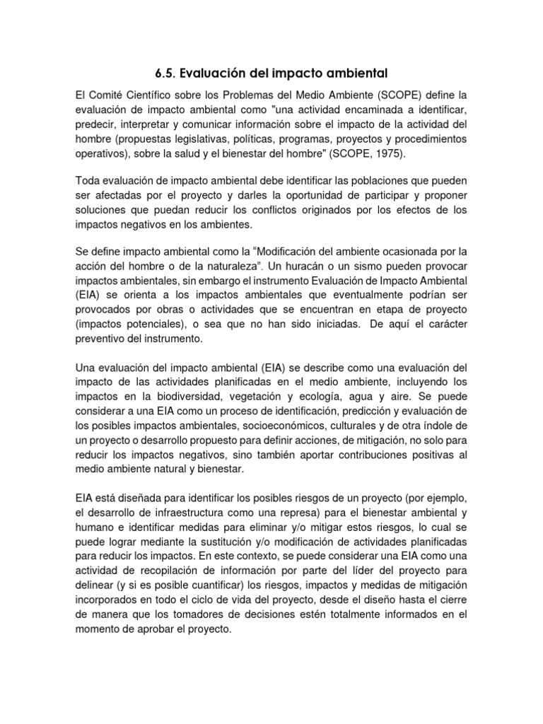 Evaluacion Del Impacto Ambiental | PDF | Evaluación de impacto ...