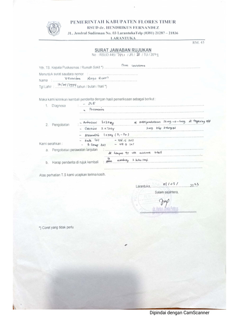 Surat Jawaban Rujukan | PDF