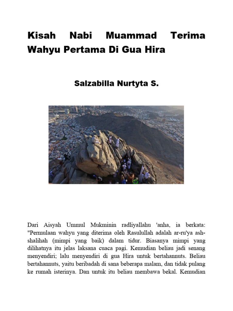 Kisah Nabi Muammad Terima Wahyu Pertama Di Gua Hira | PDF