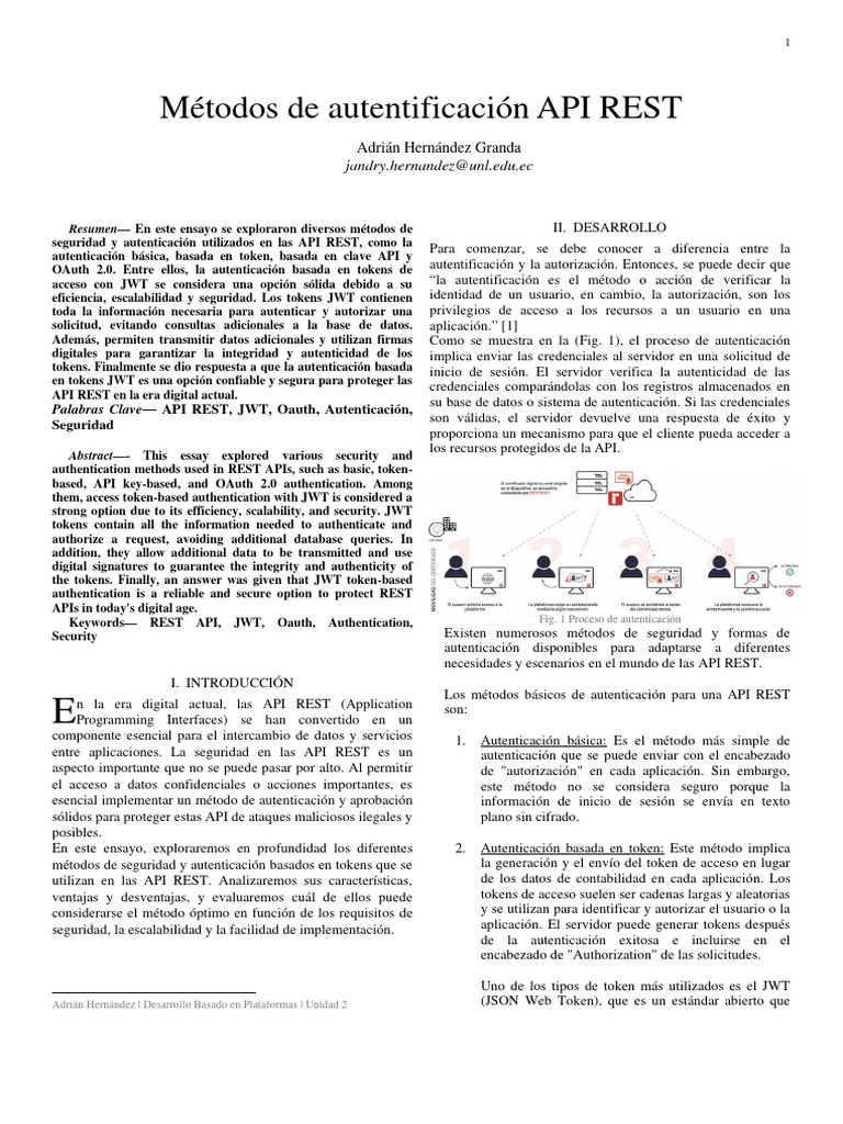 Metodos de autenticaci n para api rest v 2 pdf
