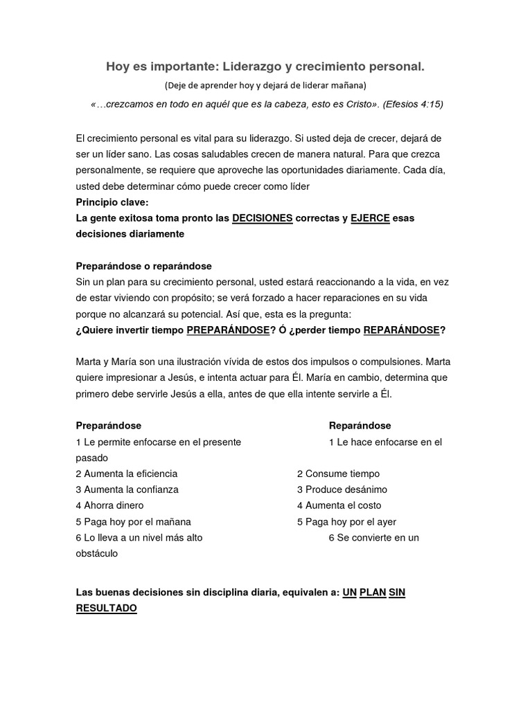 Crecimiento Personal y Liderazgo | PDF | Pensamiento | Liderazgo