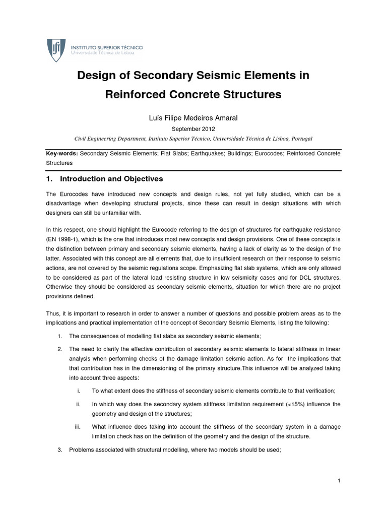 Design of secondary seismic elements in rc structure pdf