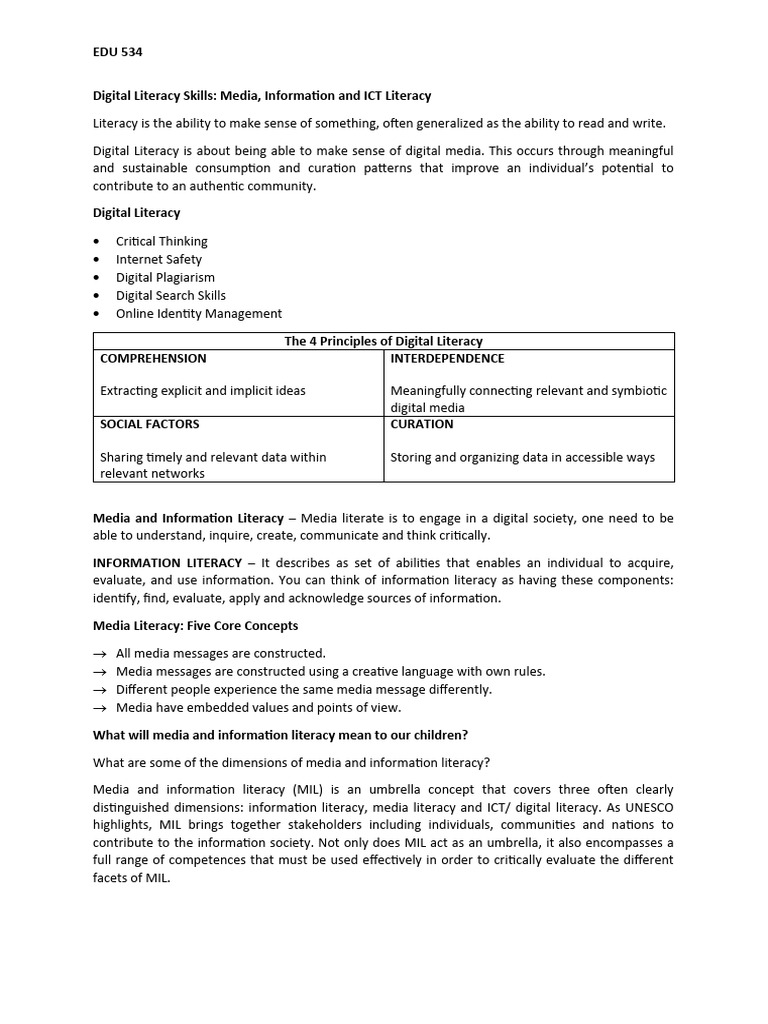 Digital Literacy Skills PDF