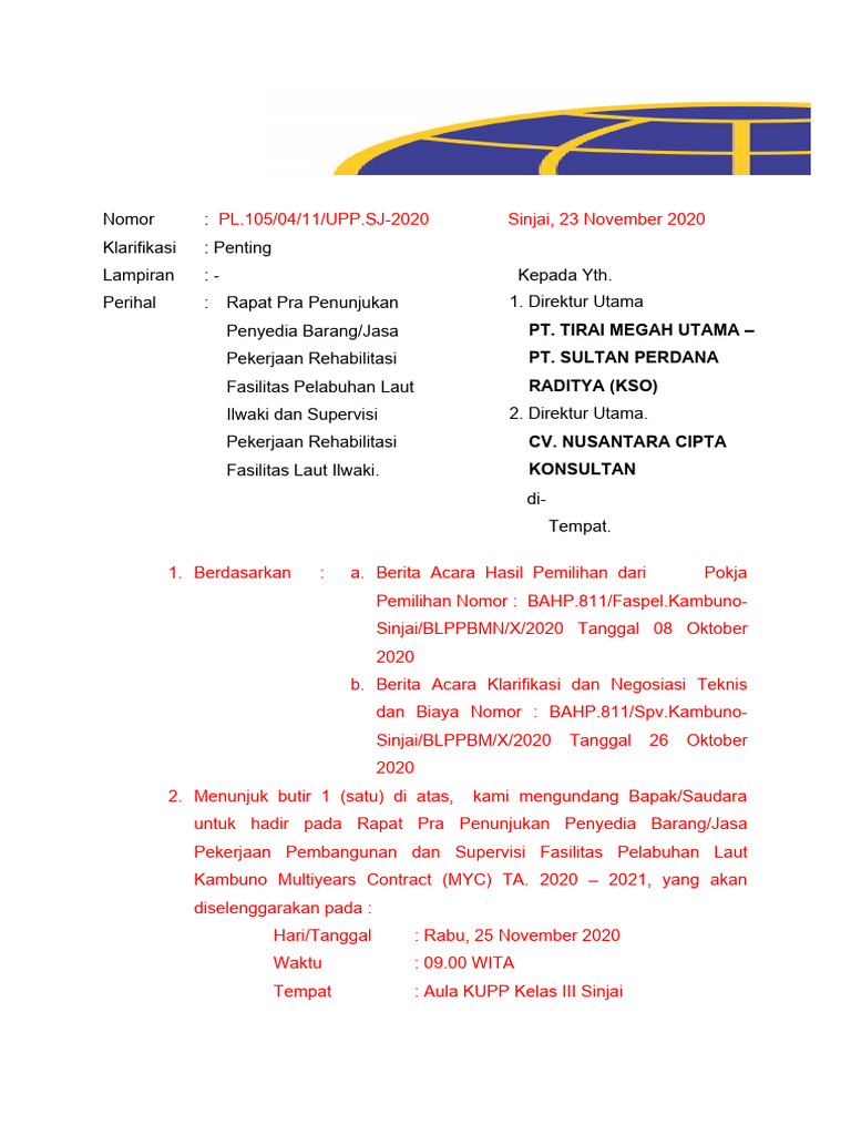 Rapat Pra Penunjukan Fasilitas Pelabuhan | PDF | Pengelolaan Keuangan ...