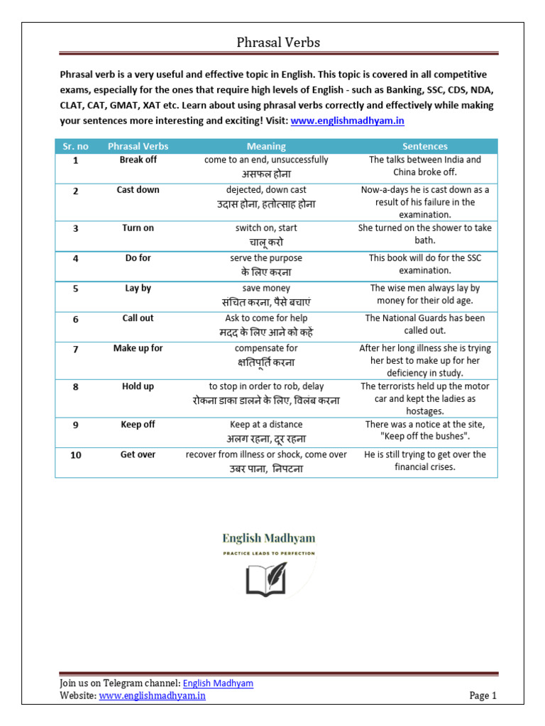 Phrasal Verbs Sheet 15 Pdf