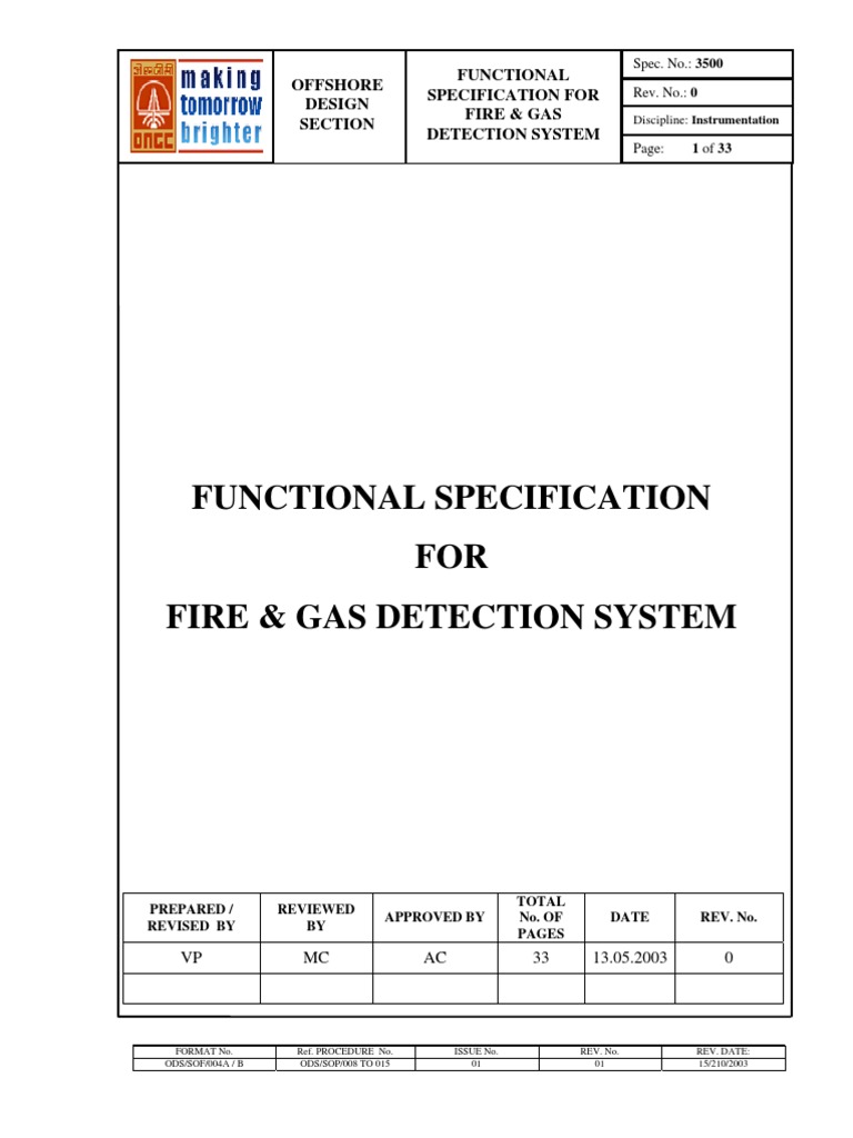 Offshore Fire & Gas Detection Specs | PDF | Specification (Technical ...