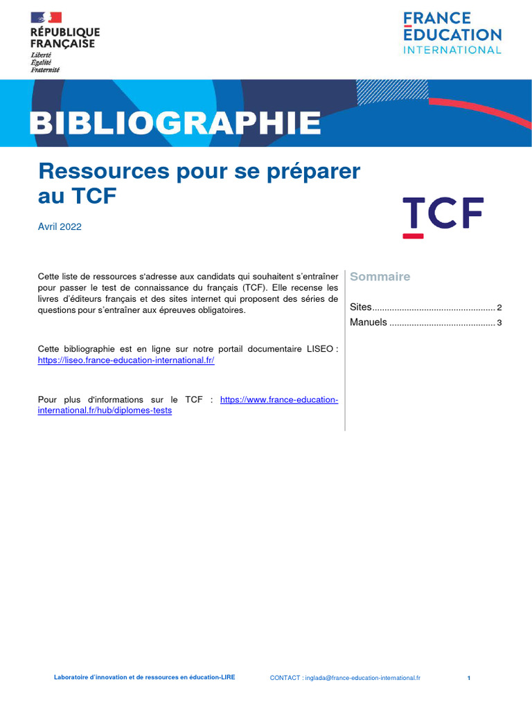 Bibliographie Ressources Preparation TCF | PDF