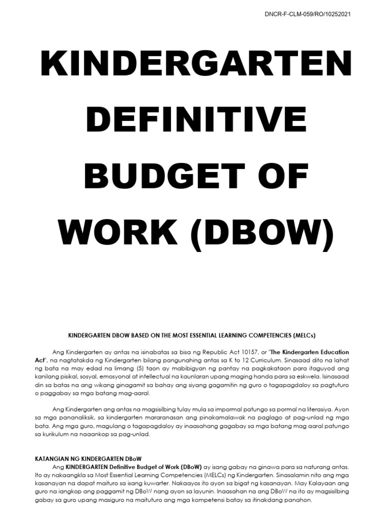 Kindergarten DBOW | PDF