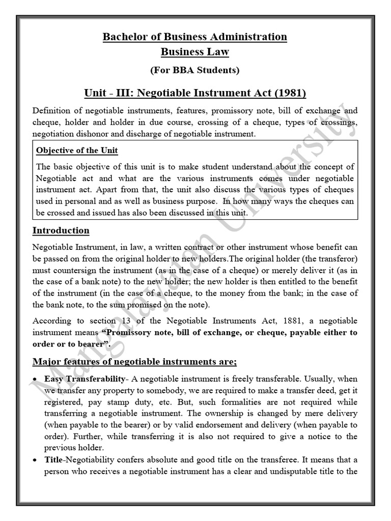 Bba Business Law Unit Iii Pdf