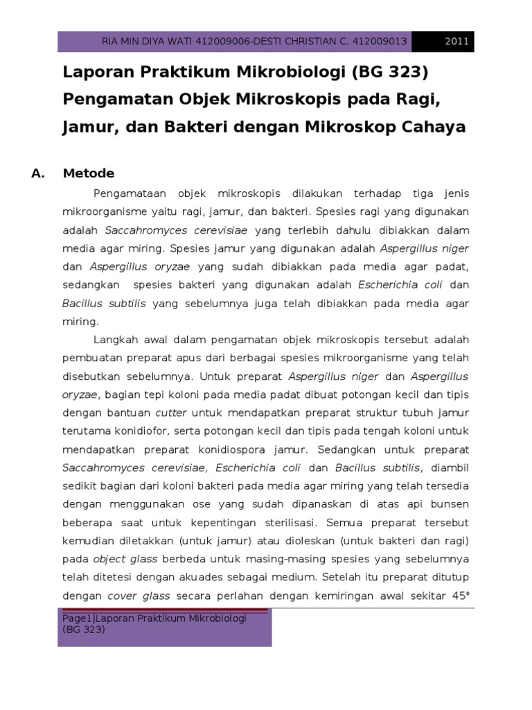1 Laporan Praktikum Mikrobiologi