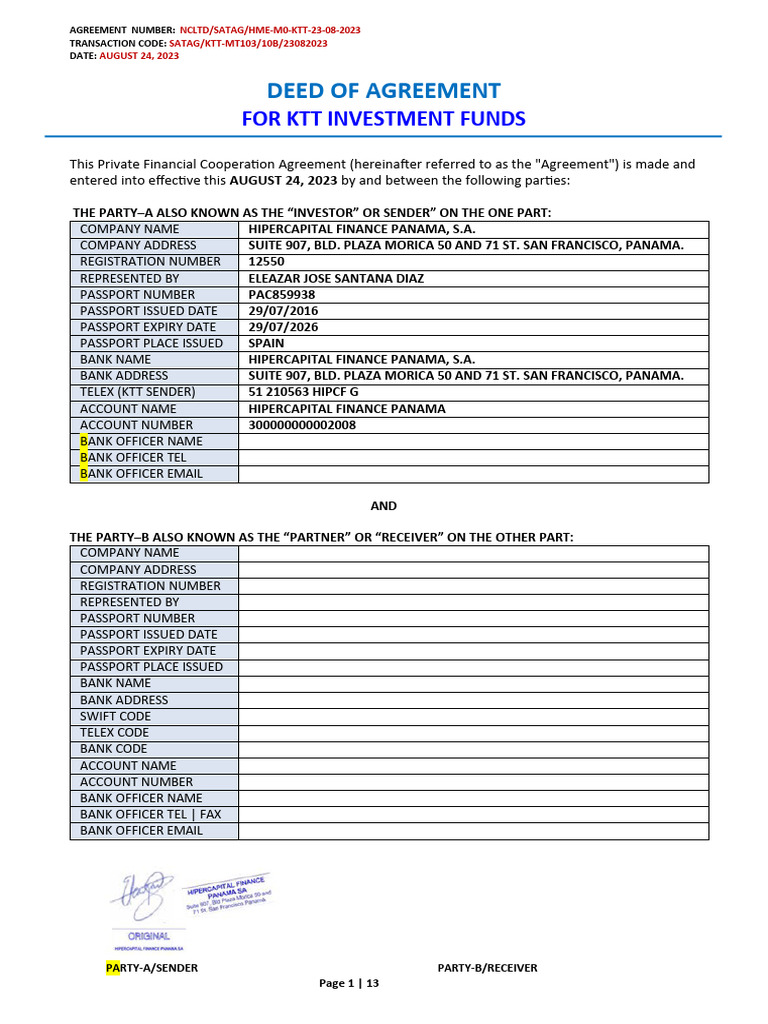 Doa Hipercapital 2b To Be Completed | PDF