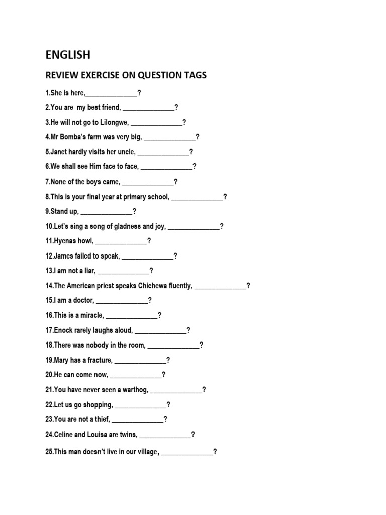 English Question Tags PDF