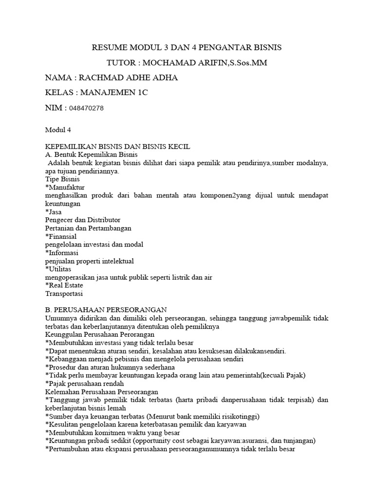 Kepemilikan Bisnis dan Kewirausahaan | PDF | Hukum
