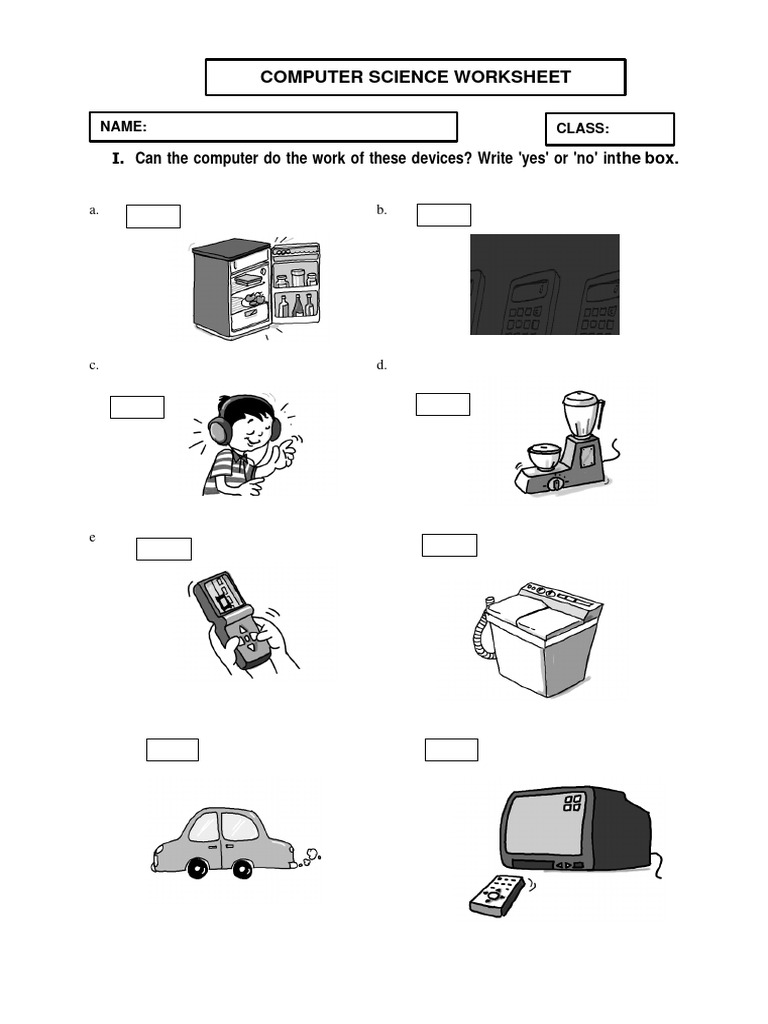 Class 1 Use of Computer Workheet 4 | PDF