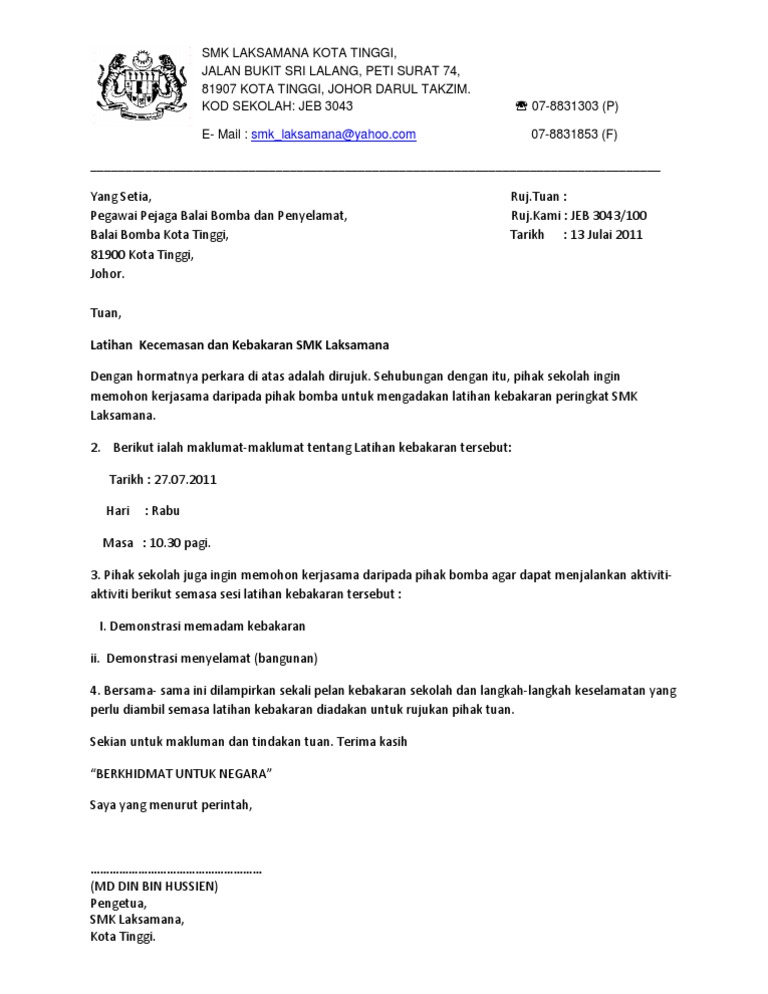 Surat Latihan Kebakaran Pdf