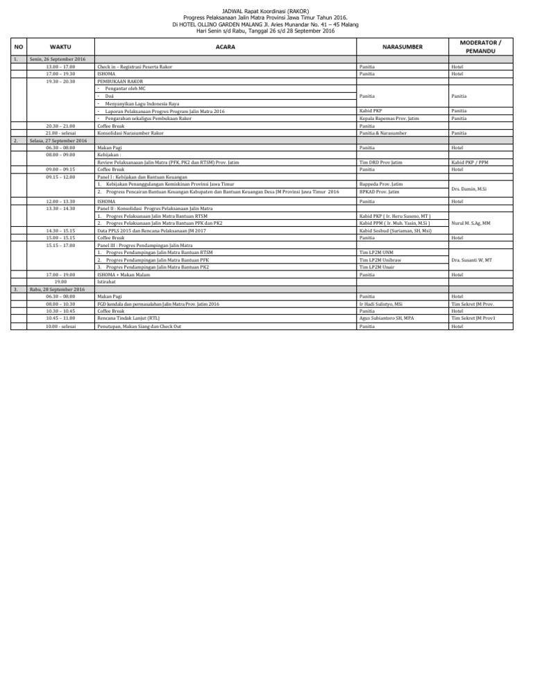 Jadwal Rapat Progress 2016 Edit Pdf