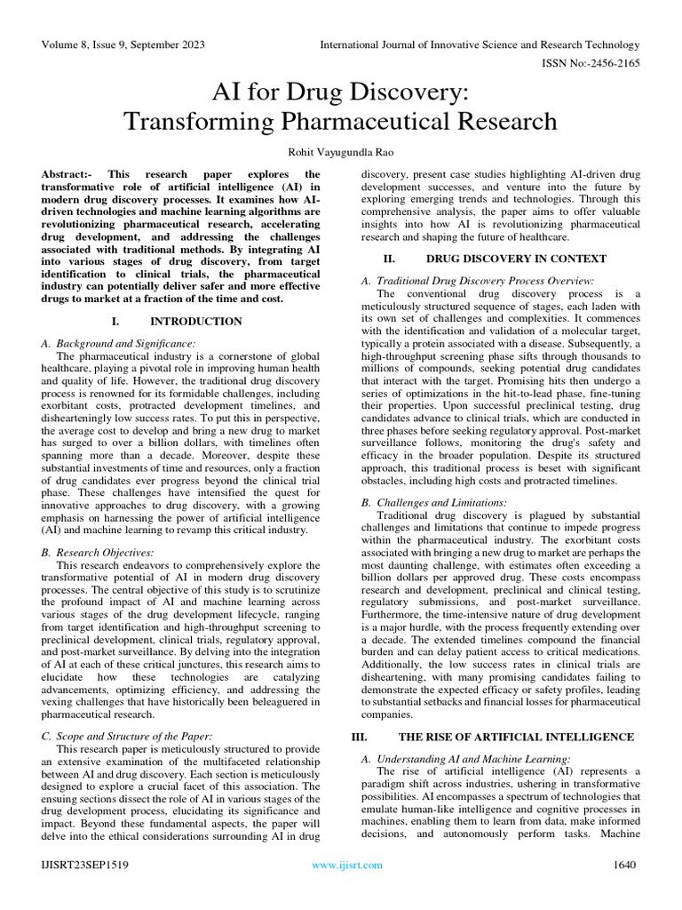 AI For Drug Discovery: Transforming Pharmaceutical Research | PDF ...