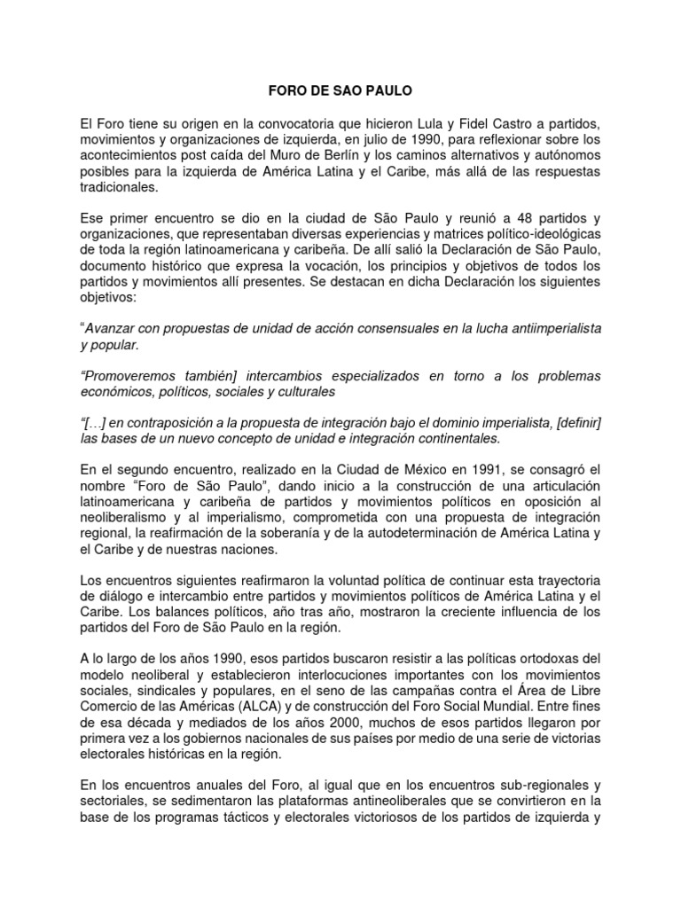 Agenda Foro de Sao Paulo 230630 194447 Descargar gratis PDF America latina Política