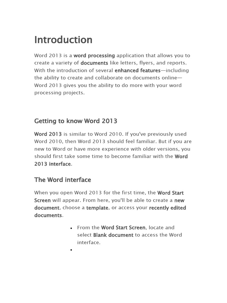 Introduction Ms Word | PDF | Microsoft Word | Software