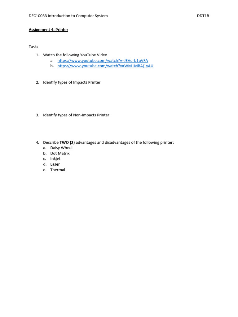 Assignment 4 - Printer | PDF