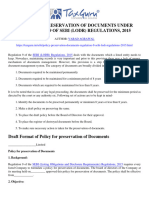 Policy For Preservation of Documents Under Regulation 9 of SEBI (LODR) Regulations, 2015 - Taxguru - in