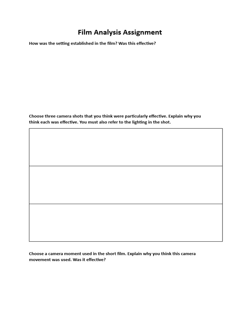 Short Film Assessment PDF