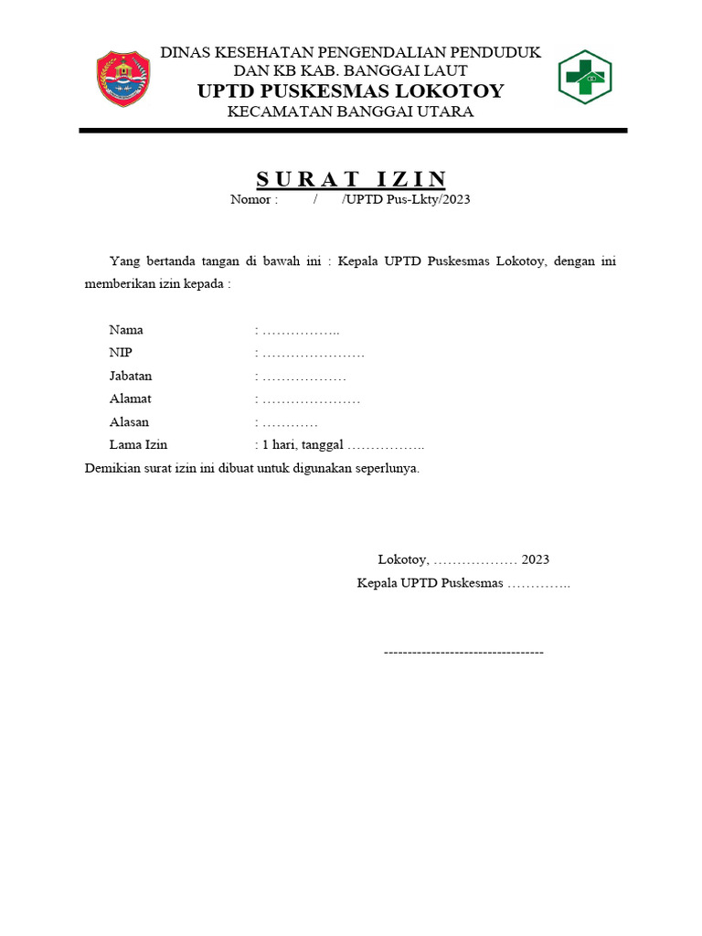 Contoh Surat Izin Urusan Keluarga Pns | PDF | Hukum