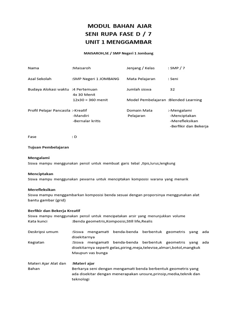 Modul Ajar Rupa Dasar | PDF