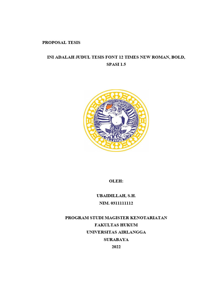 TEMPLATE Proposal Tesis MKN | PDF | Pengelolaan Keuangan & Uang | Komputer