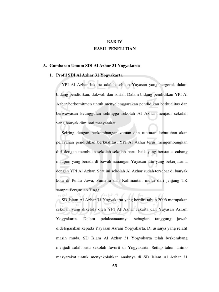 Visi dan Misi SD Al Azhar 31 Yogyakarta | PDF | Kesehatan Holistik