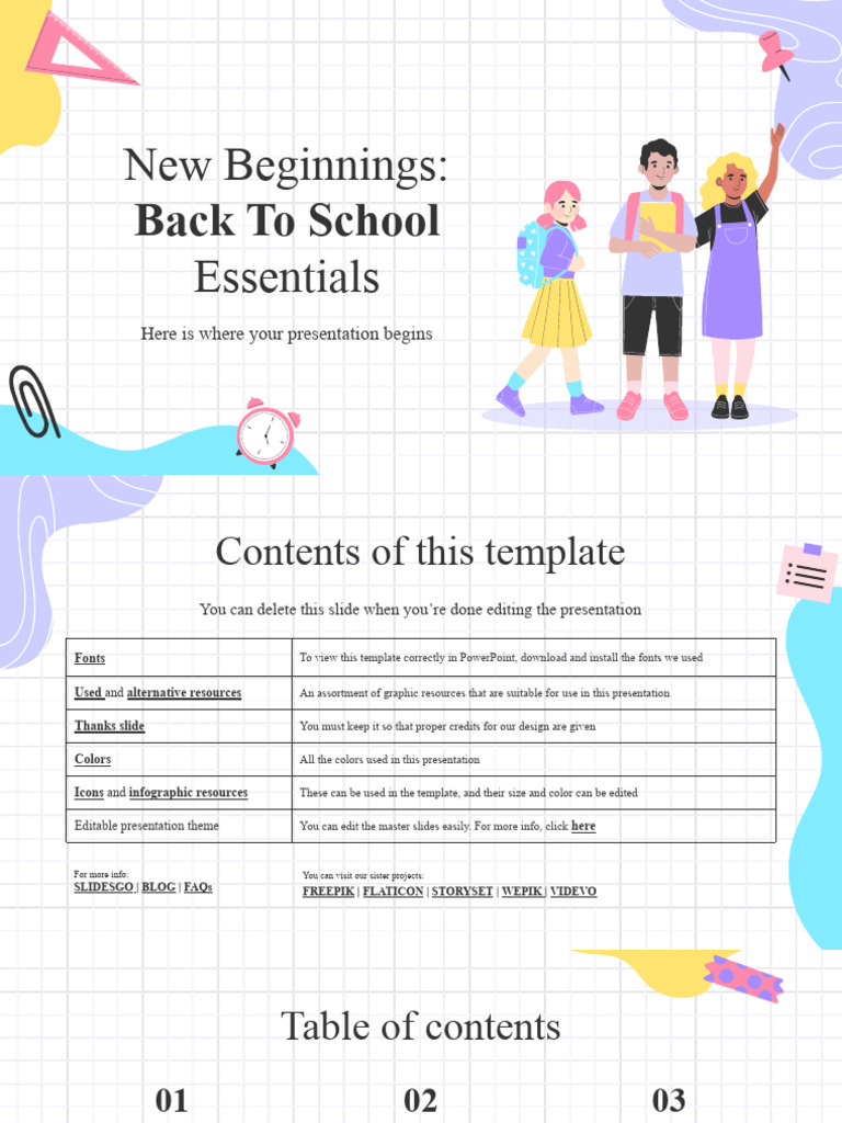New Beginnings - Back To School Essentials by Slidesgo | PDF