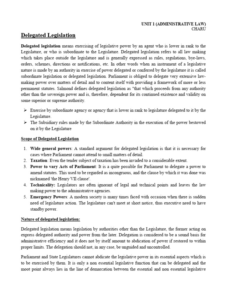 Delegated Legislation | PDF | Legislature | Constitution