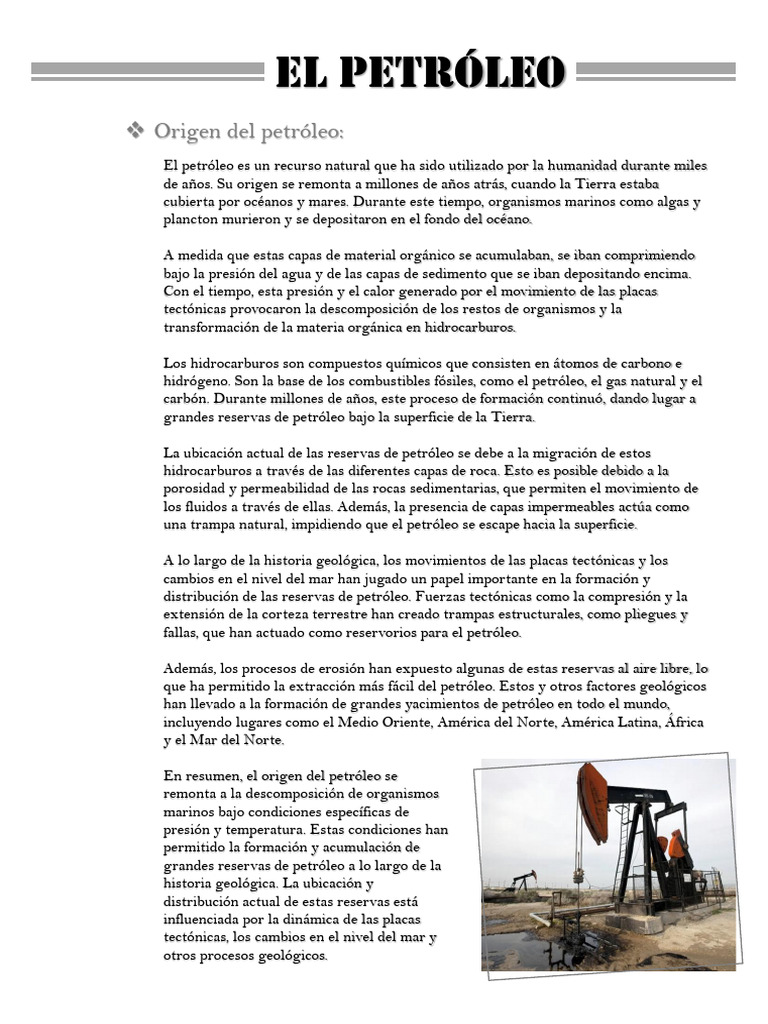 Origen y extracción del petróleo en Perú | PDF | Petróleo | Hidrocarburos