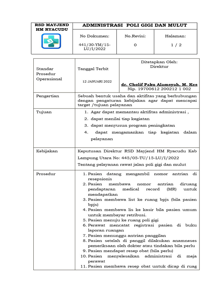 SPO Administrasi Rajal | PDF