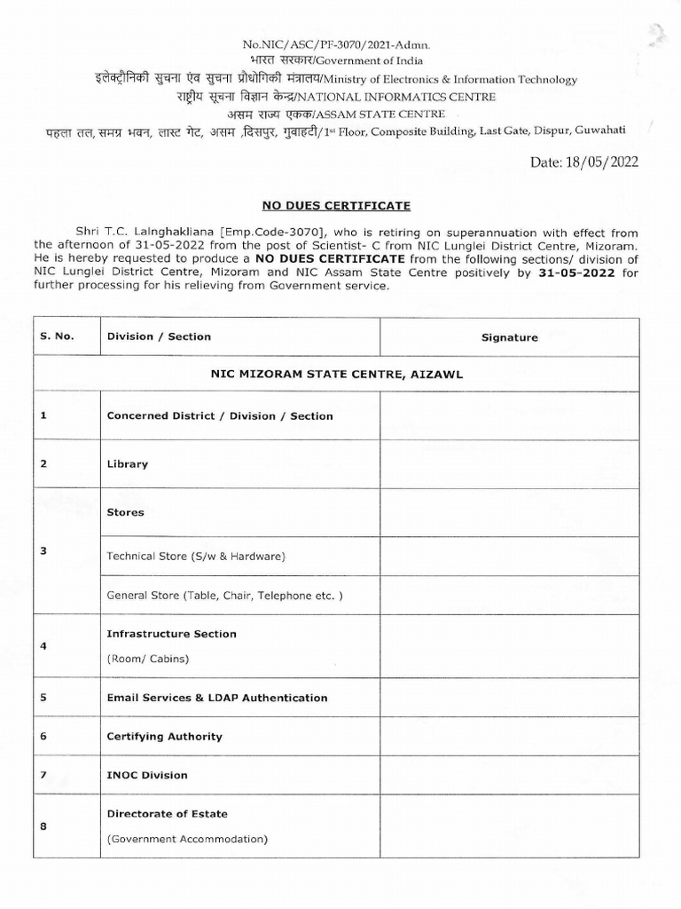 No Dues Certificate Meaning Hindi Me